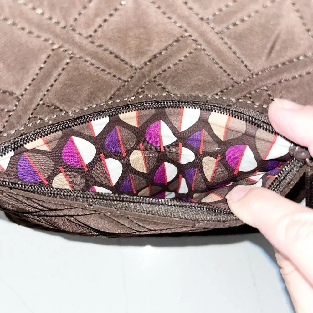 NWT Vera Bradley Brown Quilted Microfiber Hipster